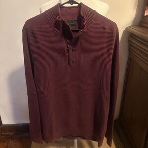 INC Burgundy Zip Up Collar Sweater Hoodie